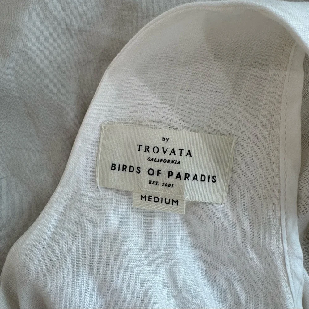 Trovata Birds of Paradis ROSA Dress –‎ 100% Linen – Ivory – Size M Anthropologie - Picture 12 of 12